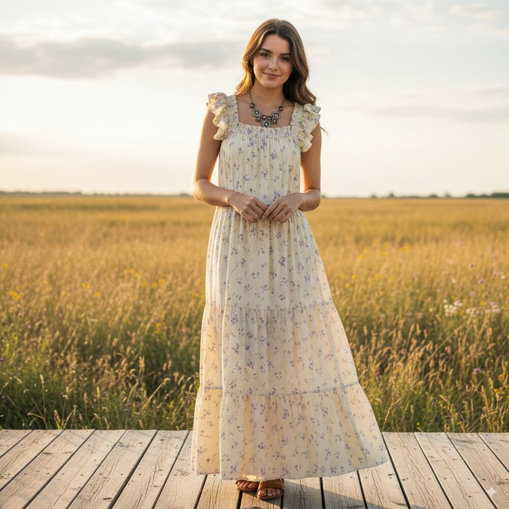 NWT MOON RIVER Floral Printed Maxi Dress